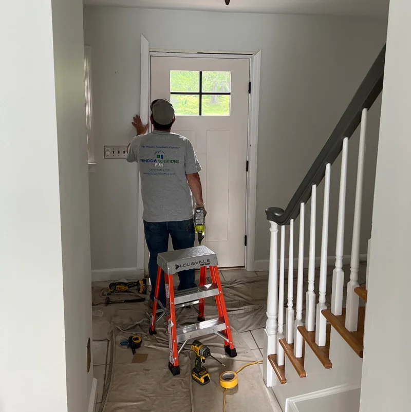 Therma Tru fiberglass entry door installation in South Salem,NY